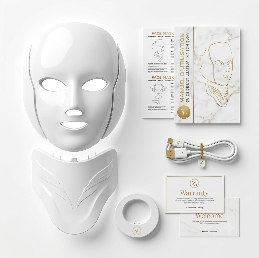 Masque Visage & Cou LED Luminothérapie – Soin Anti-Âge & Éclat