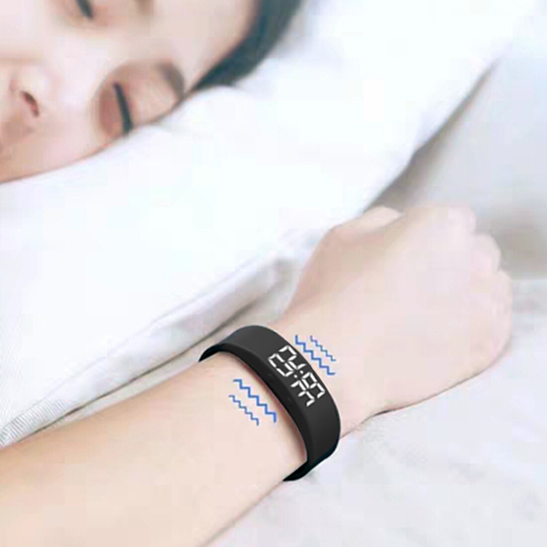Bracelet Connecté LED — Podomètre & Alarme Vibrante