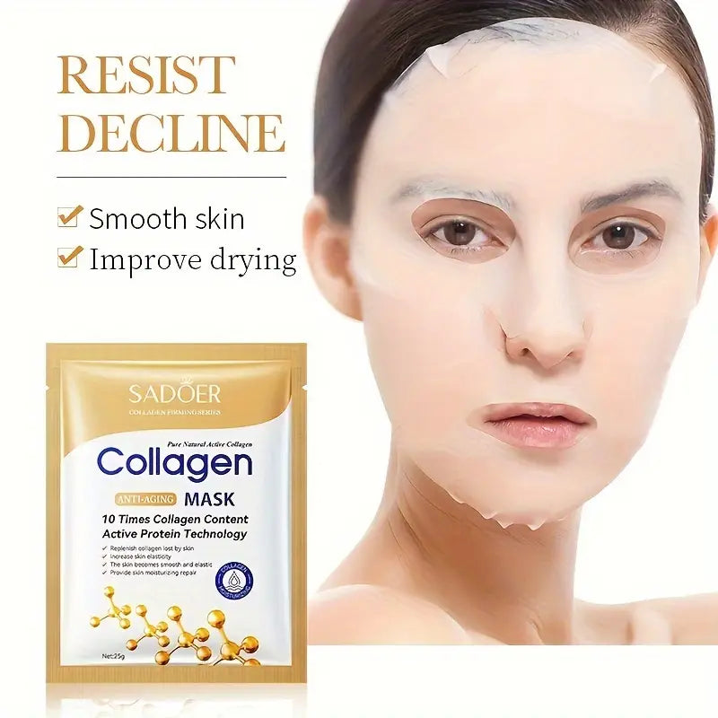 Masque Facial Collagène — 10 pièces Anti-Rides